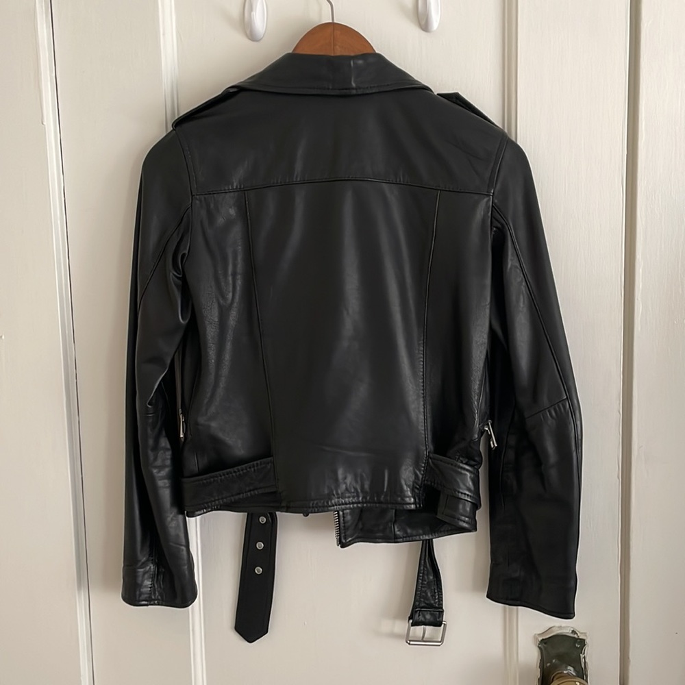 Allsaints Balfern Black leather biker jacket size 2 - Picture 5 of 7